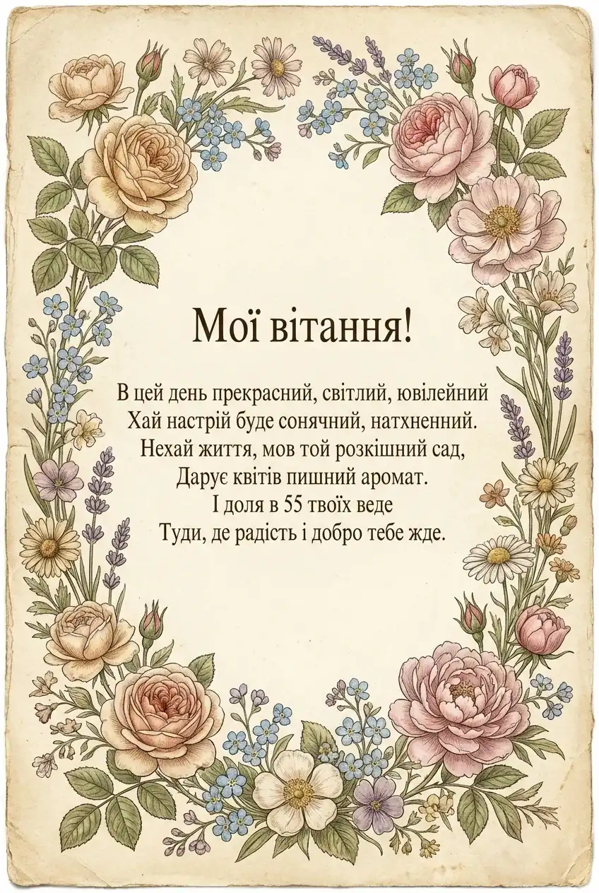 з ювілеєм 55 жінці своїми словами