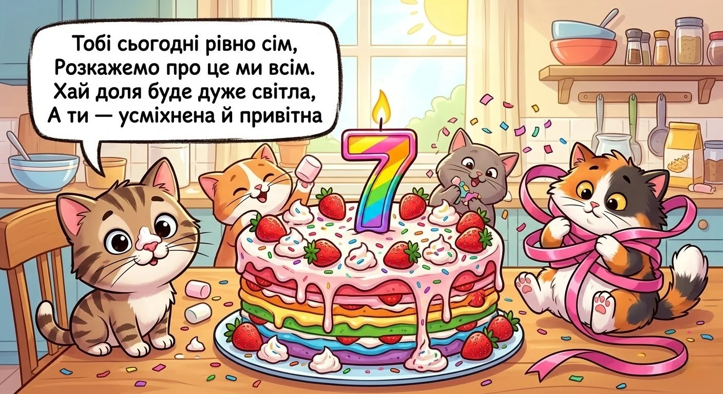 Привітання з днем народження дівчинці 7 років