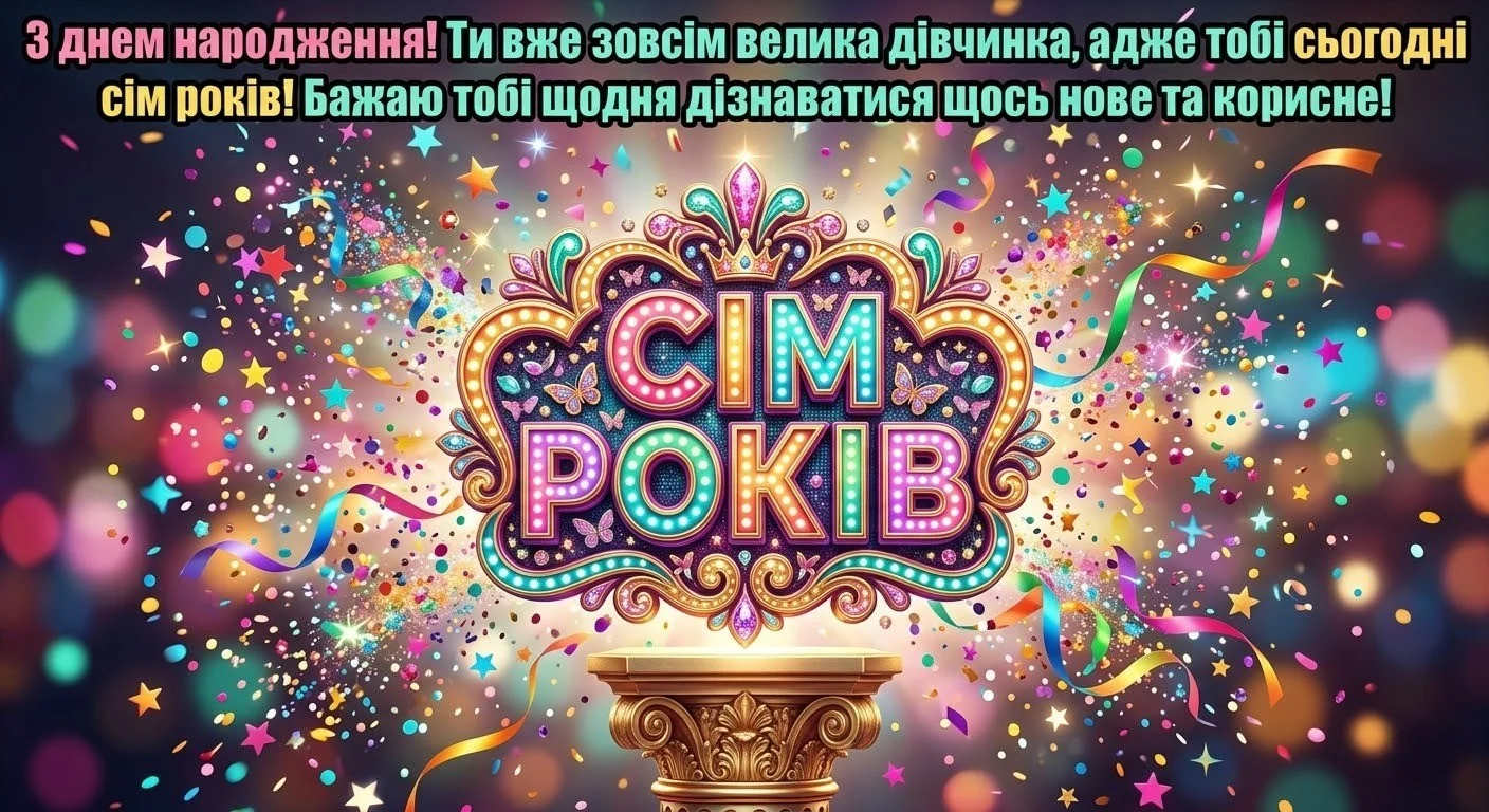 Привітання з днем народження дівчинці 7 років
