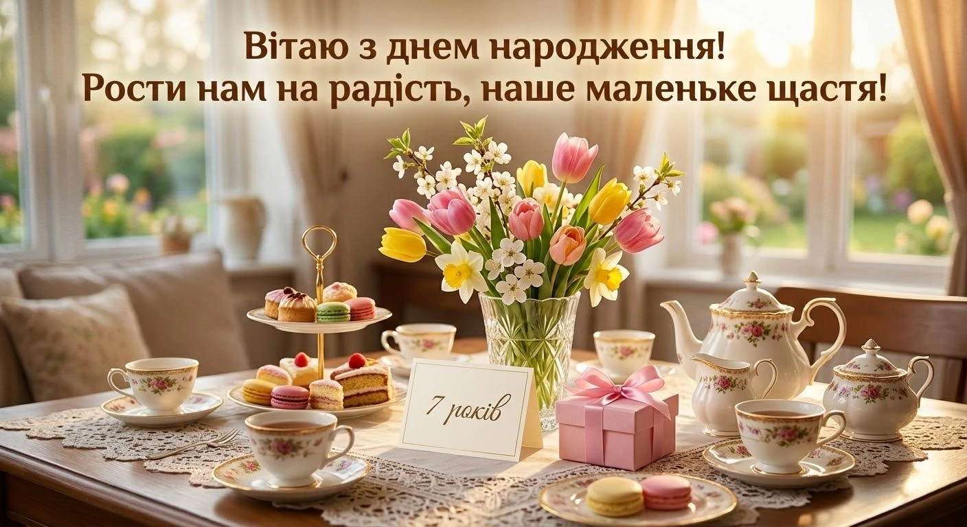 Привітання з днем народження дівчинці 7 років