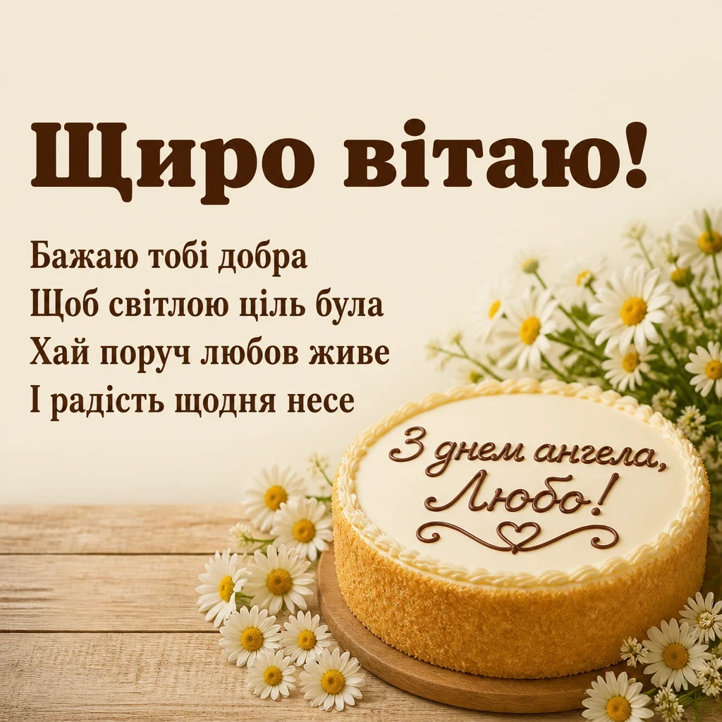 привітання з днем ангела люби