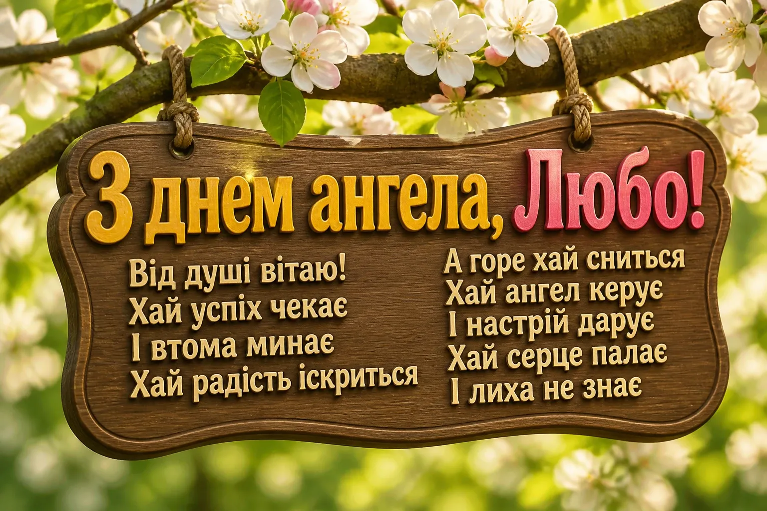 привітання з днем ангела люби