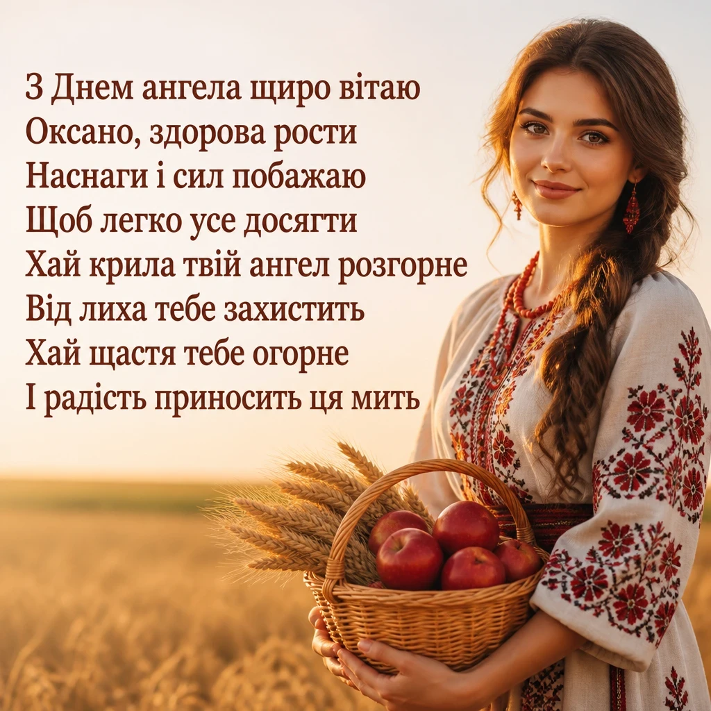 привітання оксані з днем ангела